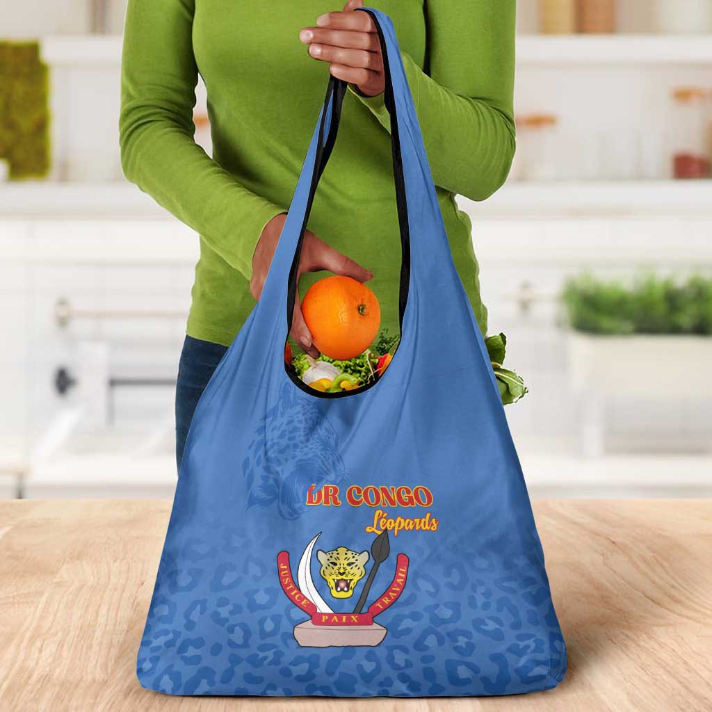 Afro DR Congo Football Grocery Bag Viva Les Leopards - Blue - African Pride
