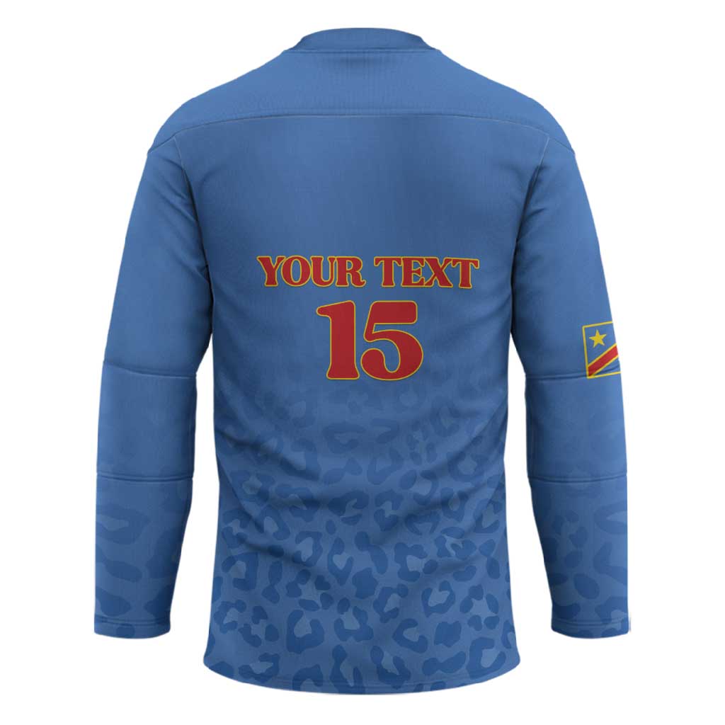 Custom DR Congo Football Hockey Jersey Go Champions Leopards - Blue