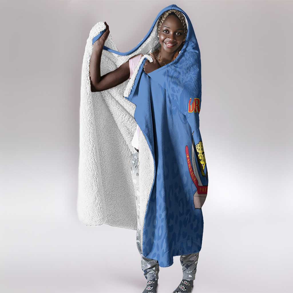 Afro DR Congo Football Hooded Blanket Viva Les Leopards - Blue - African Pride