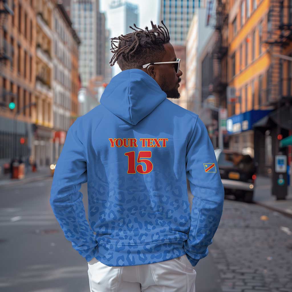 Afro DR Congo Football Custom Hoodie Viva Les Leopards - Blue - African Pride