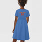 Afro DR Congo Football Custom Kid Short Sleeve Dress Viva Les Leopards - Blue LT15