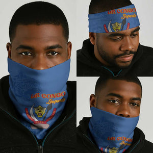 Afro DR Congo Football Neck Gaiter Viva Les Leopards - Blue - African Pride