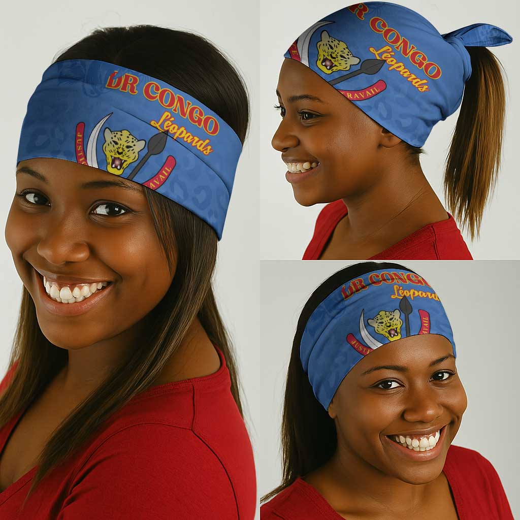 Afro DR Congo Football Neck Gaiter Viva Les Leopards - Blue - African Pride