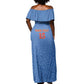 Afro DR Congo Football Custom Off Shoulder Maxi Dress Viva Les Leopards - Blue - African Pride