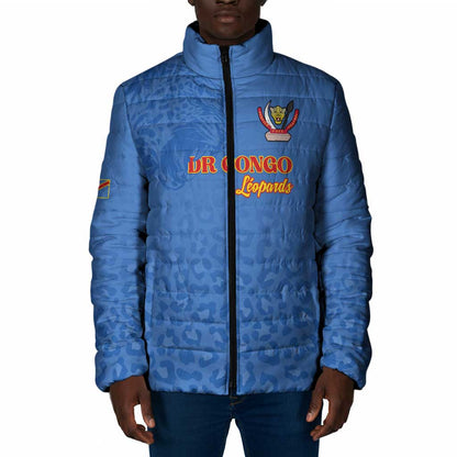 Custom DR Congo Football Padded Jacket Go Champions Leopards - Blue
