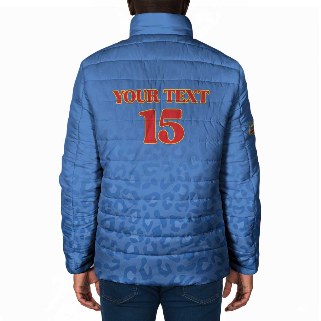 Custom DR Congo Football Padded Jacket Go Champions Leopards - Blue