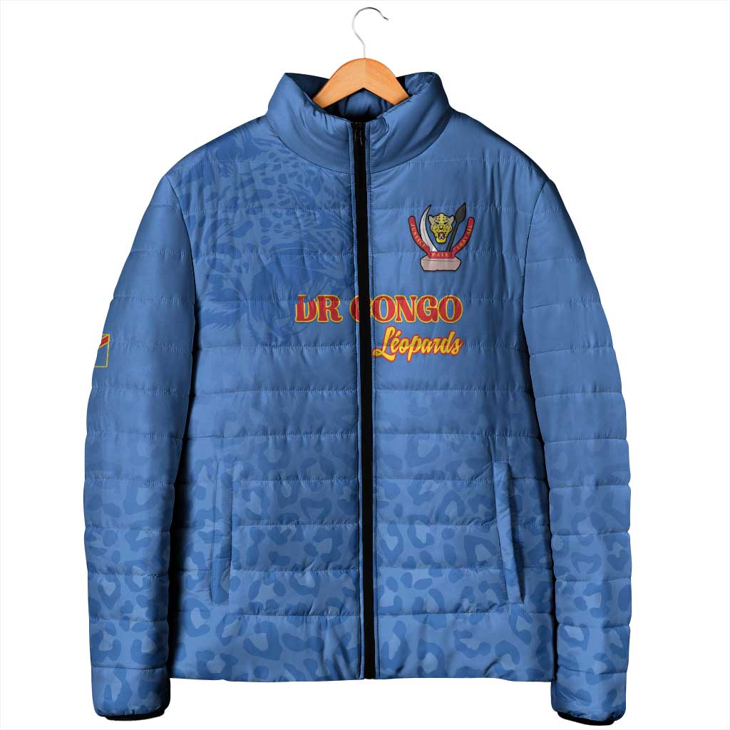 Custom DR Congo Football Padded Jacket Go Champions Leopards - Blue
