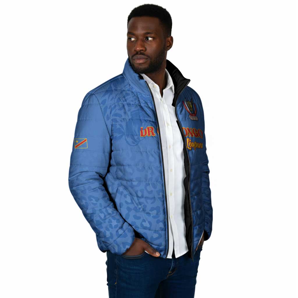 Custom DR Congo Football Padded Jacket Go Champions Leopards - Blue