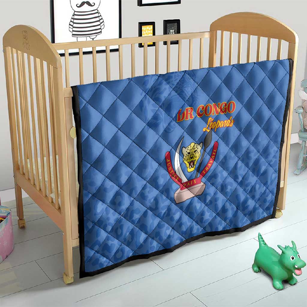 Afro DR Congo Football Quilt Viva Les Leopards - Blue - African Pride