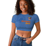 Afro DR Congo Football Custom Raglan Cropped T shirt Viva Les Leopards - Blue LT15