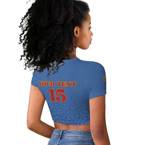 Afro DR Congo Football Custom Raglan Cropped T shirt Viva Les Leopards - Blue LT15