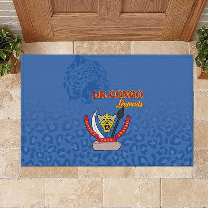 Afro DR Congo Football Rubber Doormat Viva Les Leopards - Blue - African Pride