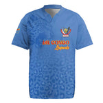 Afro DR Congo Football Custom Rugby Jersey Viva Les Leopards - Blue LT15
