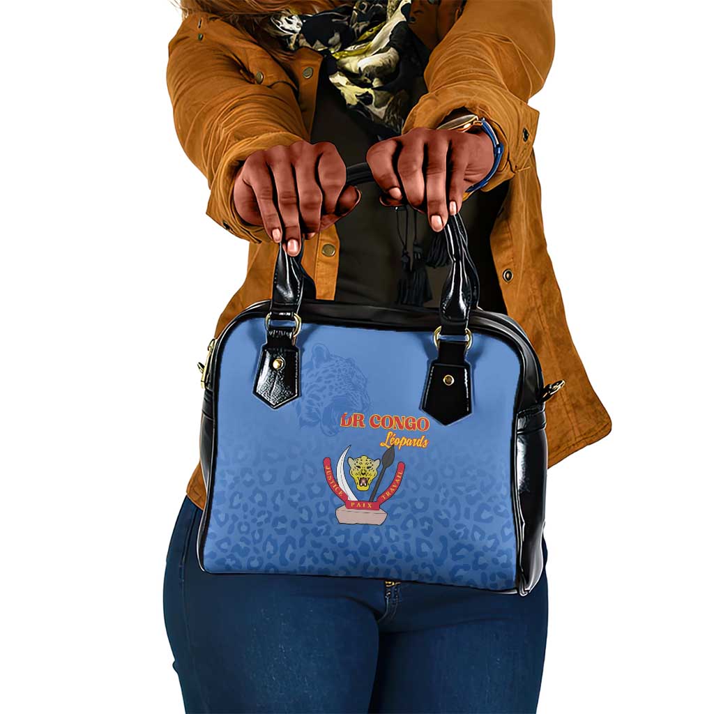 Afro DR Congo Football Shoulder Handbag Viva Les Leopards - Blue - African Pride