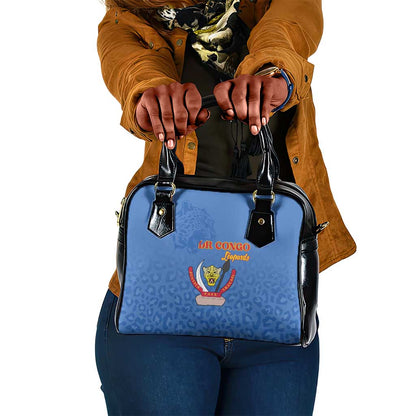 Afro DR Congo Football Shoulder Handbag Viva Les Leopards - Blue - African Pride