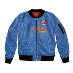 Afro DR Congo Football Custom Sleeve Zip Bomber Jacket Viva Les Leopards - Blue - African Pride