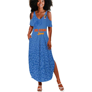 Afro DR Congo Football Custom Summer Maxi Dress Viva Les Leopards - Blue LT15