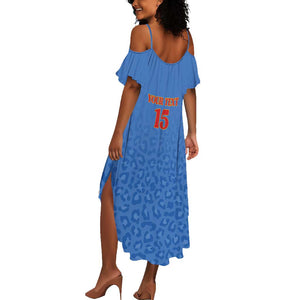 Afro DR Congo Football Custom Summer Maxi Dress Viva Les Leopards - Blue LT15