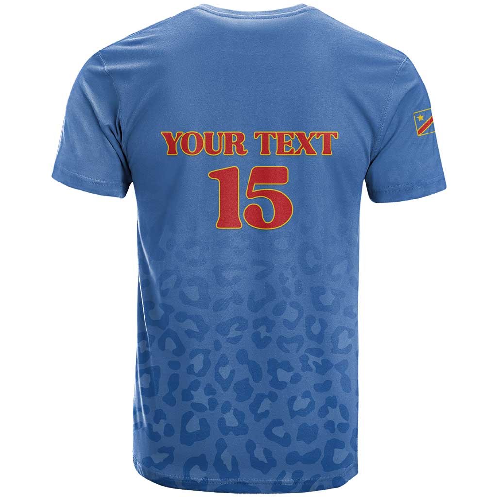 Afro DR Congo Football Custom T shirt Viva Les Leopards - Blue LT15