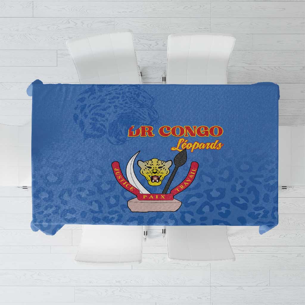 Afro DR Congo Football Tablecloth Viva Les Leopards - Blue - African Pride