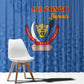 Afro DR Congo Football Window Curtain Viva Les Leopards - Blue - African Pride