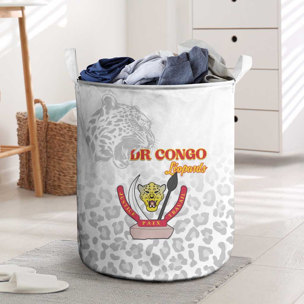 Afro DR Congo Football Laundry Basket Viva Les Leopards - White - African Pride