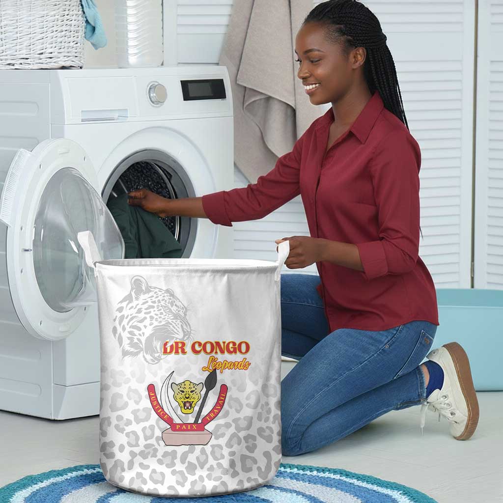 Afro DR Congo Football Laundry Basket Viva Les Leopards - White - African Pride