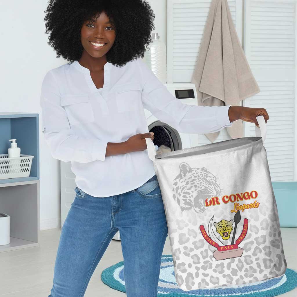 Afro DR Congo Football Laundry Basket Viva Les Leopards - White - African Pride