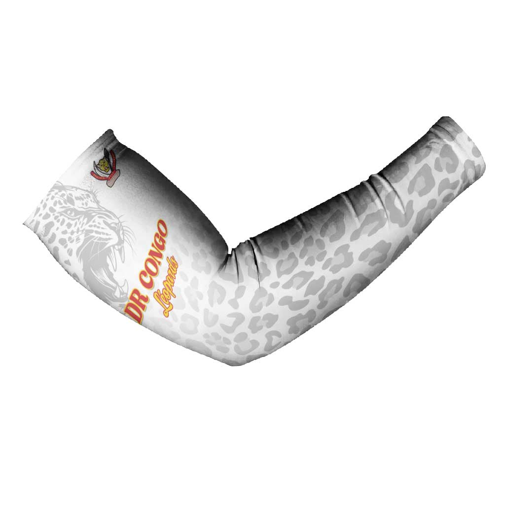 Custom DR Congo Football Arm Sleeves Go Champions Leopards - White