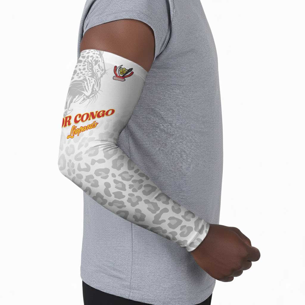 Custom DR Congo Football Arm Sleeves Go Champions Leopards - White