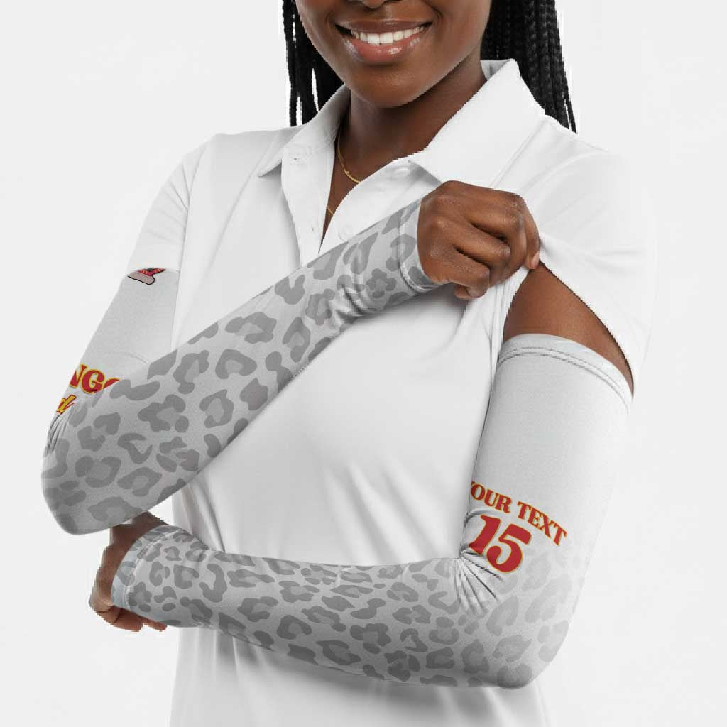 Custom DR Congo Football Arm Sleeves Go Champions Leopards - White