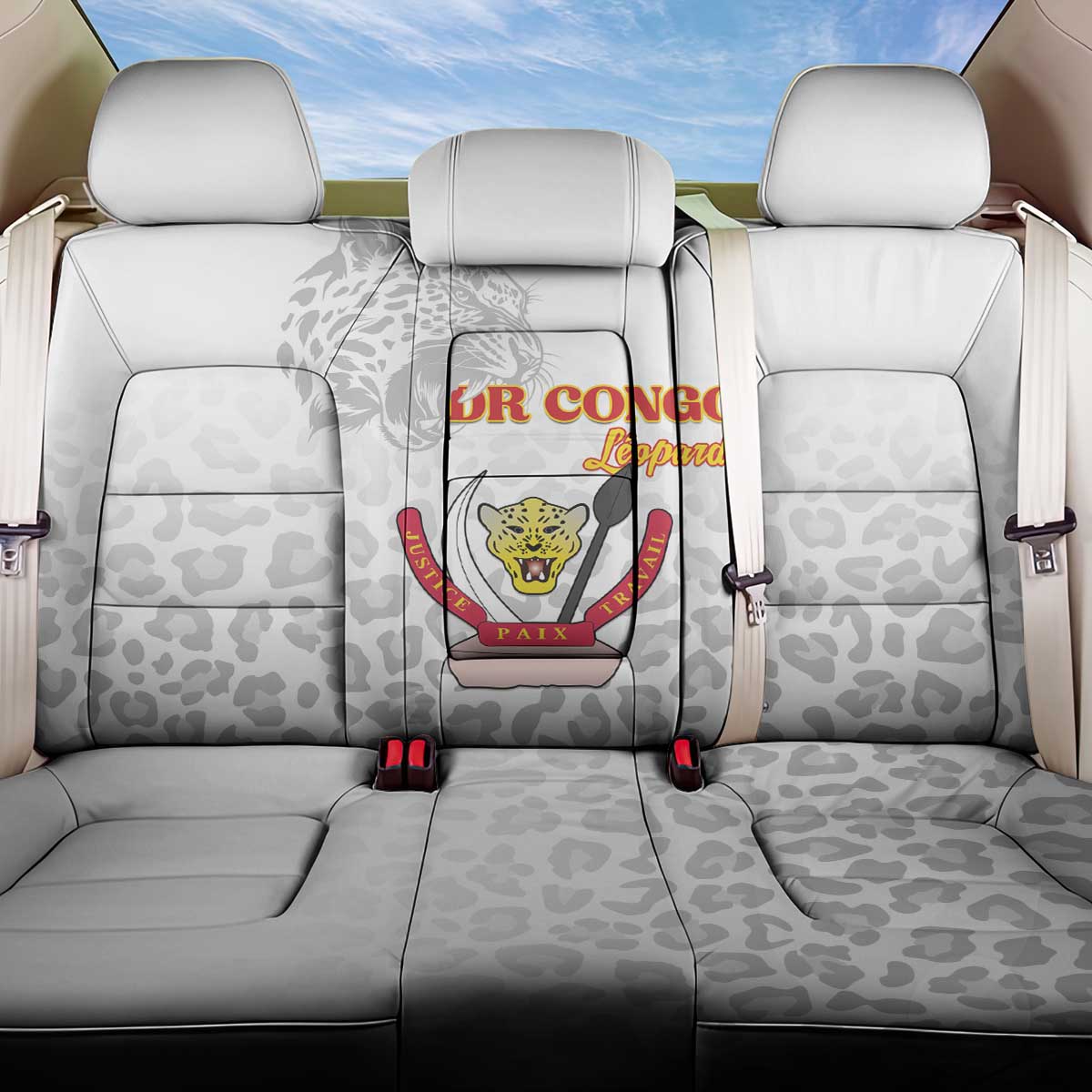 Afro DR Congo Football Back Car Seat Cover Viva Les Leopards - White - African Pride