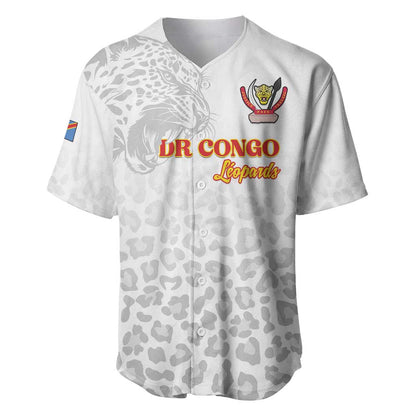 Afro DR Congo Football Custom Baseball Jersey Viva Les Leopards - White LT15