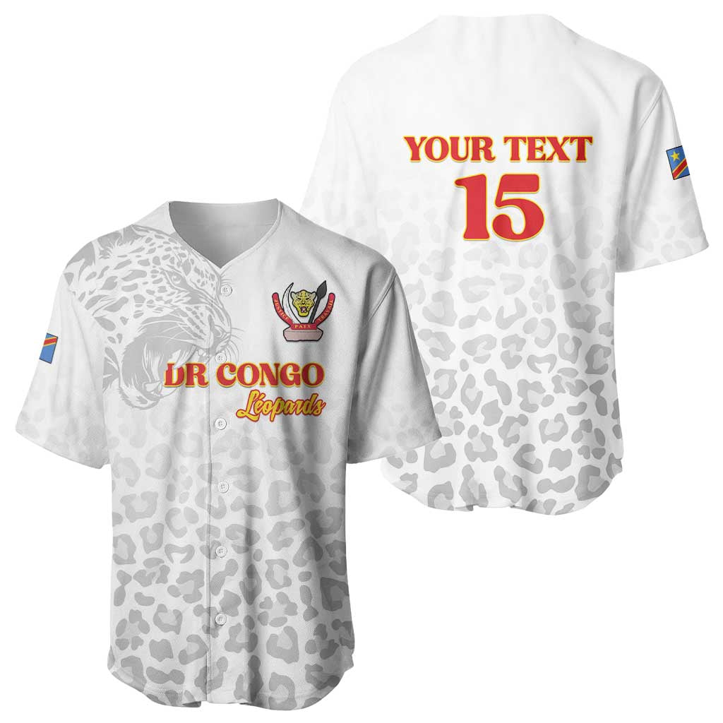 Afro DR Congo Football Custom Baseball Jersey Viva Les Leopards - White LT15