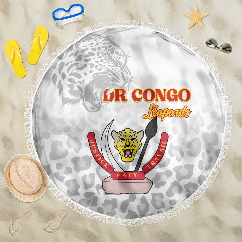 Afro DR Congo Football Beach Blanket Viva Les Leopards - White - African Pride