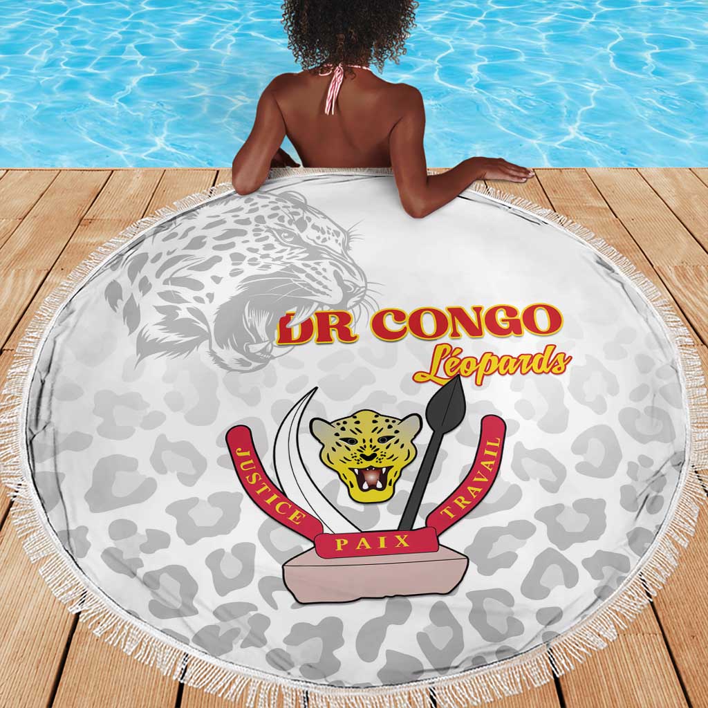 Afro DR Congo Football Beach Blanket Viva Les Leopards - White - African Pride
