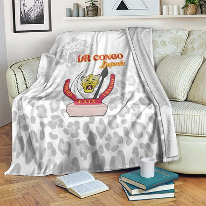 Afro DR Congo Football Blanket Viva Les Leopards - White - African Pride