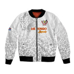 Afro DR Congo Football Custom Bomber Jacket Viva Les Leopards - White - African Pride