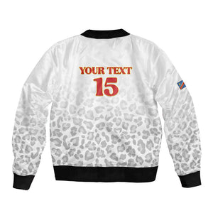 Afro DR Congo Football Custom Bomber Jacket Viva Les Leopards - White - African Pride