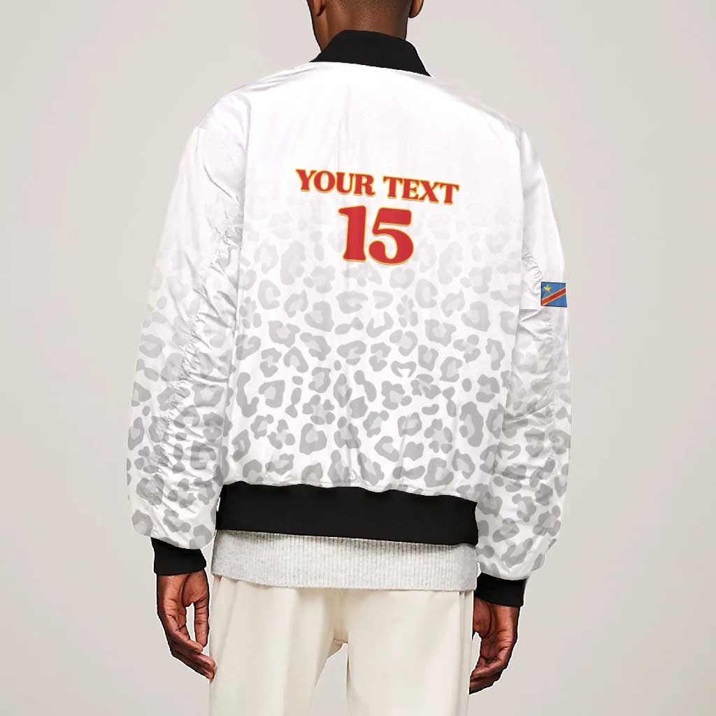 Afro DR Congo Football Custom Bomber Jacket Viva Les Leopards - White - African Pride