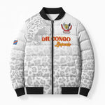 Custom DR Congo Football Bomber Puffer Jacket Go Champions Leopards - White