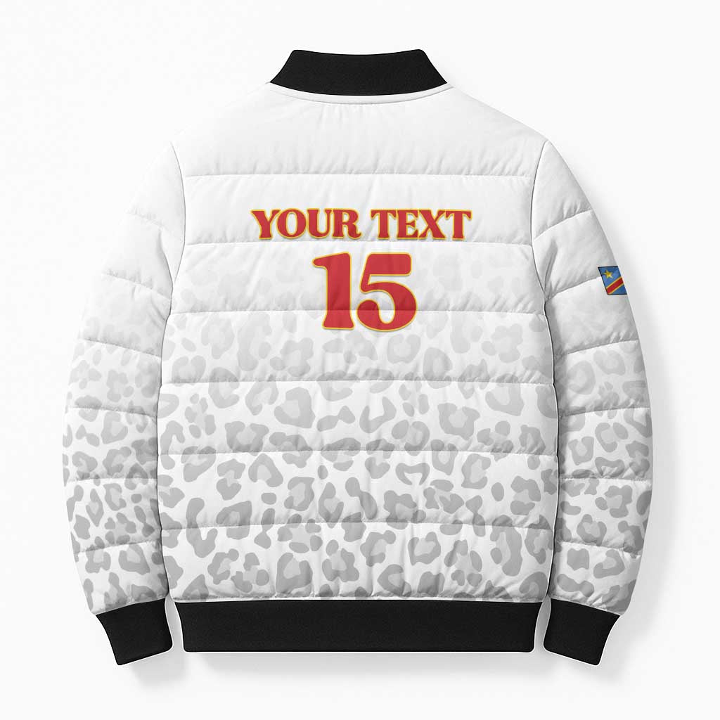 Custom DR Congo Football Bomber Puffer Jacket Go Champions Leopards - White