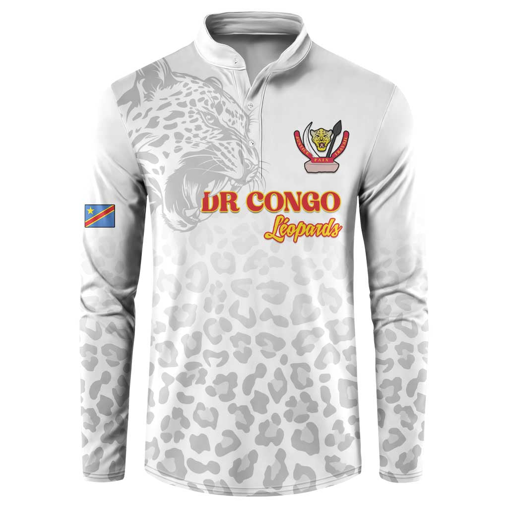 Custom DR Congo Football Button Sweatshirt Go Champions Leopards - White