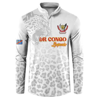 Custom DR Congo Football Button Sweatshirt Go Champions Leopards - White