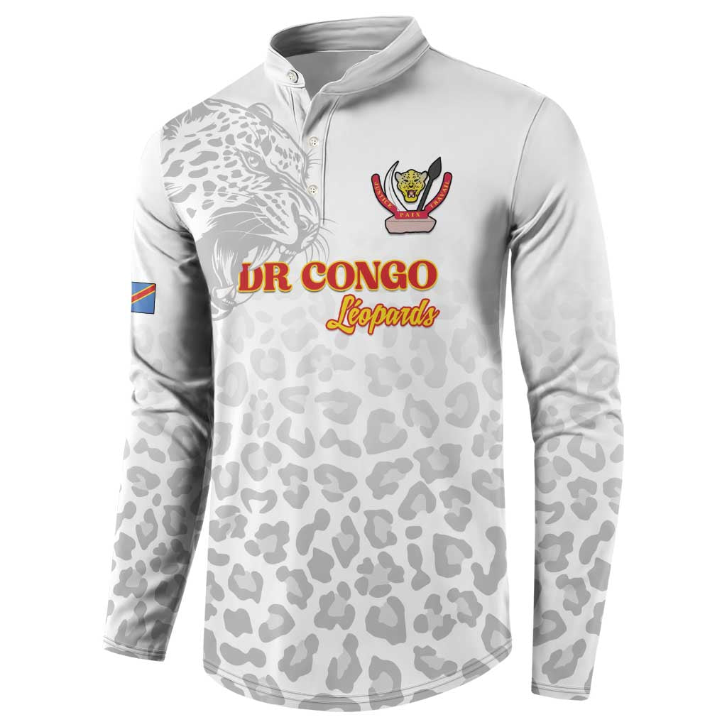 Custom DR Congo Football Button Sweatshirt Go Champions Leopards - White
