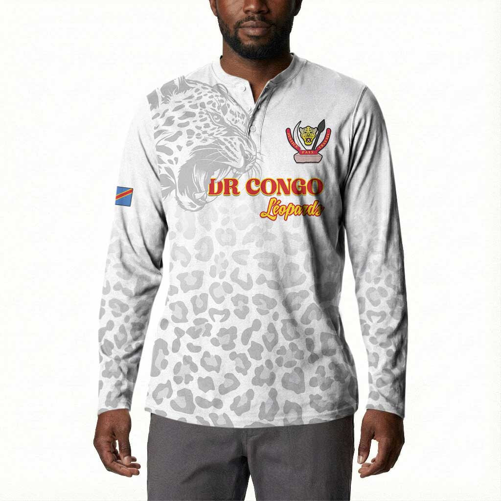 Custom DR Congo Football Button Sweatshirt Go Champions Leopards - White