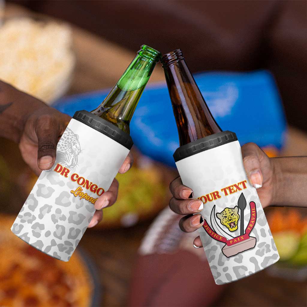 Afro DR Congo Football Custom 4 in 1 Can Cooler Tumbler Viva Les Leopards - White - African Pride