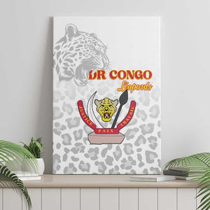 Afro DR Congo Football Canvas Wall Art Viva Les Leopards - White - African Pride