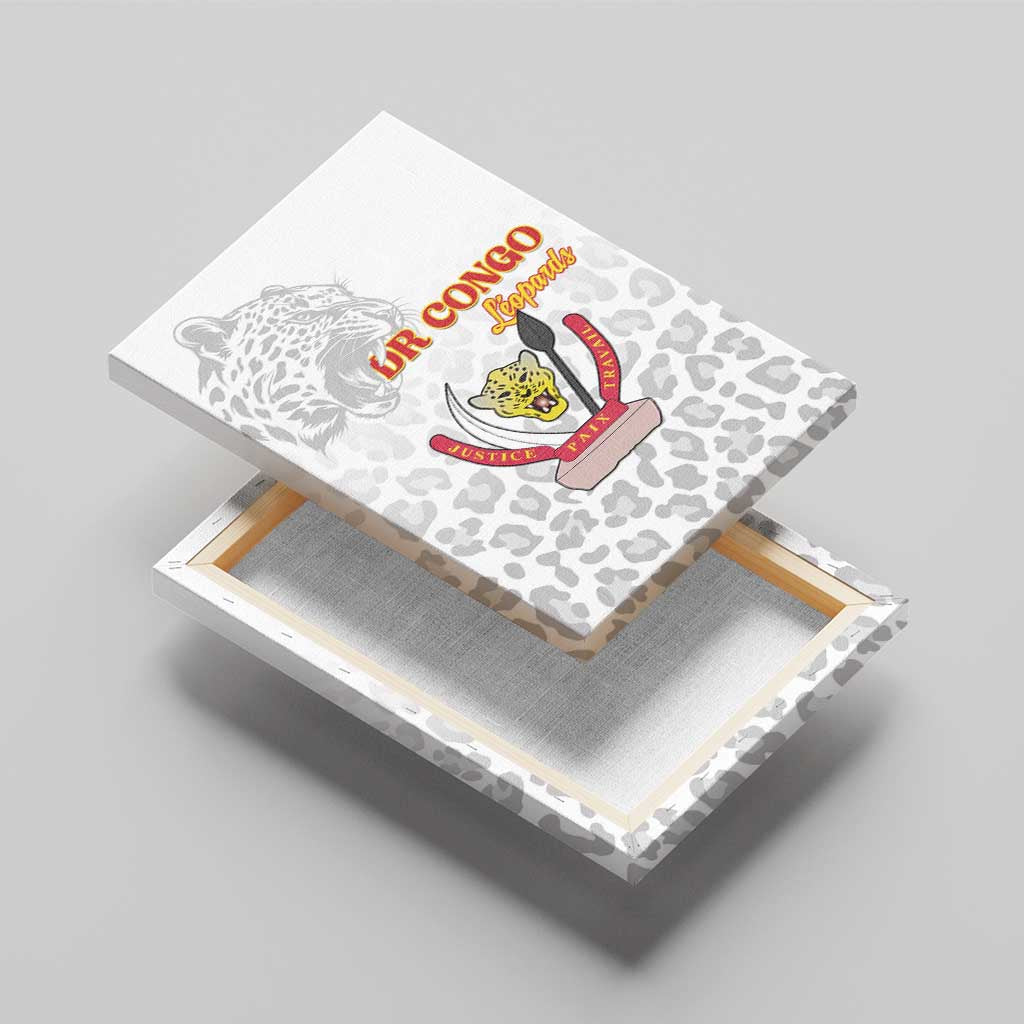 Afro DR Congo Football Canvas Wall Art Viva Les Leopards - White - African Pride