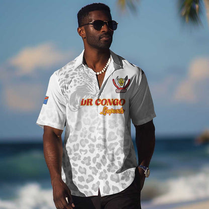 Afro DR Congo Football Custom Hawaiian Shirt Viva Les Leopards - White LT15